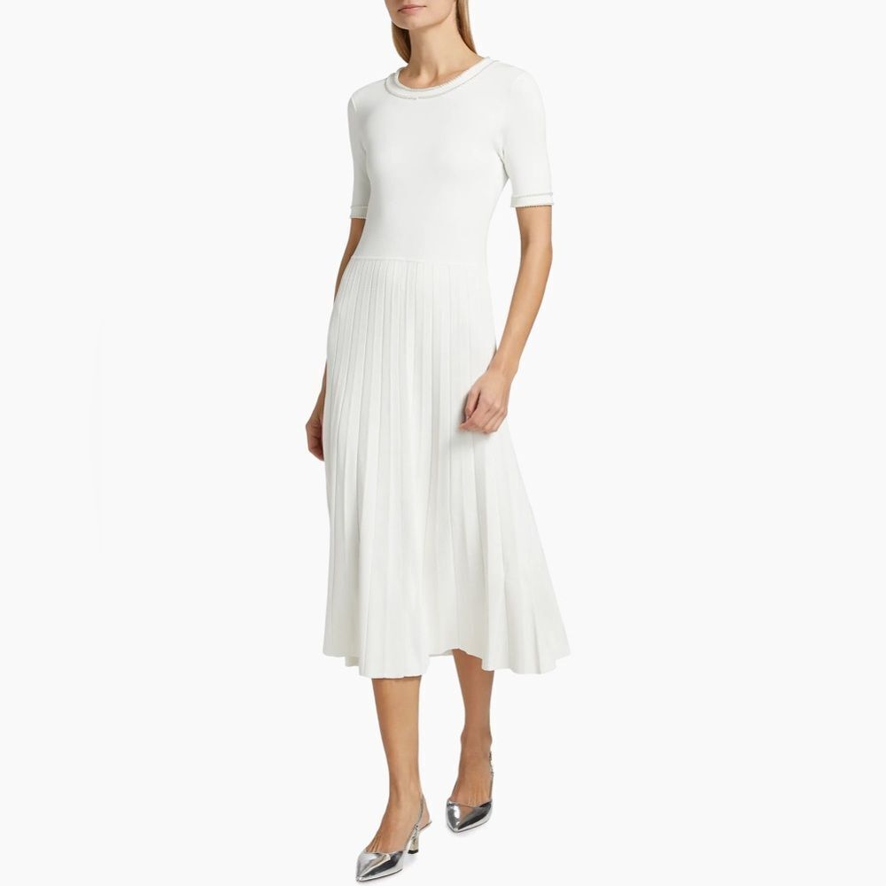 Elie Tahari Pearl Embellished Knit Midi-Dress size M